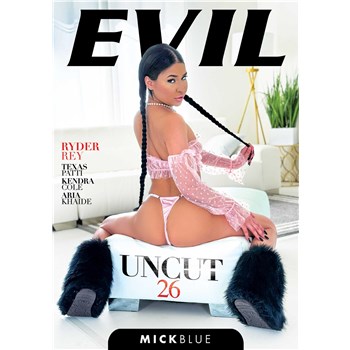 Brunette female posed seated wearing lingerie displaying rear evil